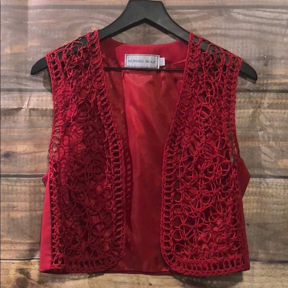 Vintage Howard Wolf Dallas Red Cord Vest